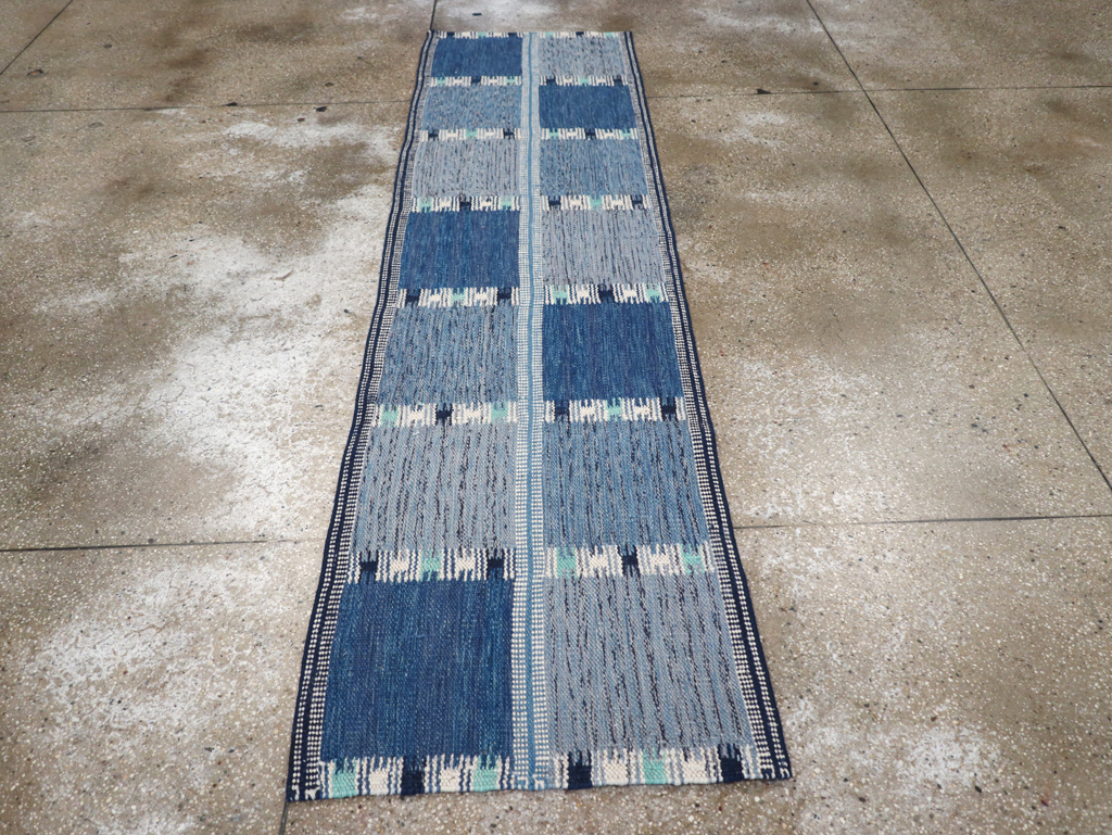 Swedish Inspired Contemporary Turkish Flatweave Runner, No.32309 - Staging