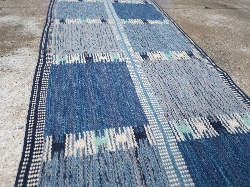 Swedish Inspired Contemporary Turkish Flatweave Runner, No.32309 - Staging