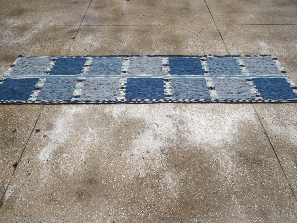 Swedish Inspired Contemporary Turkish Flatweave Runner, No.32309 - Staging