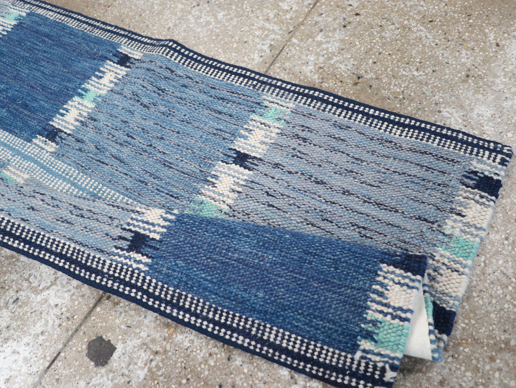 Swedish Inspired Contemporary Turkish Flatweave Runner, No.32309 - Staging