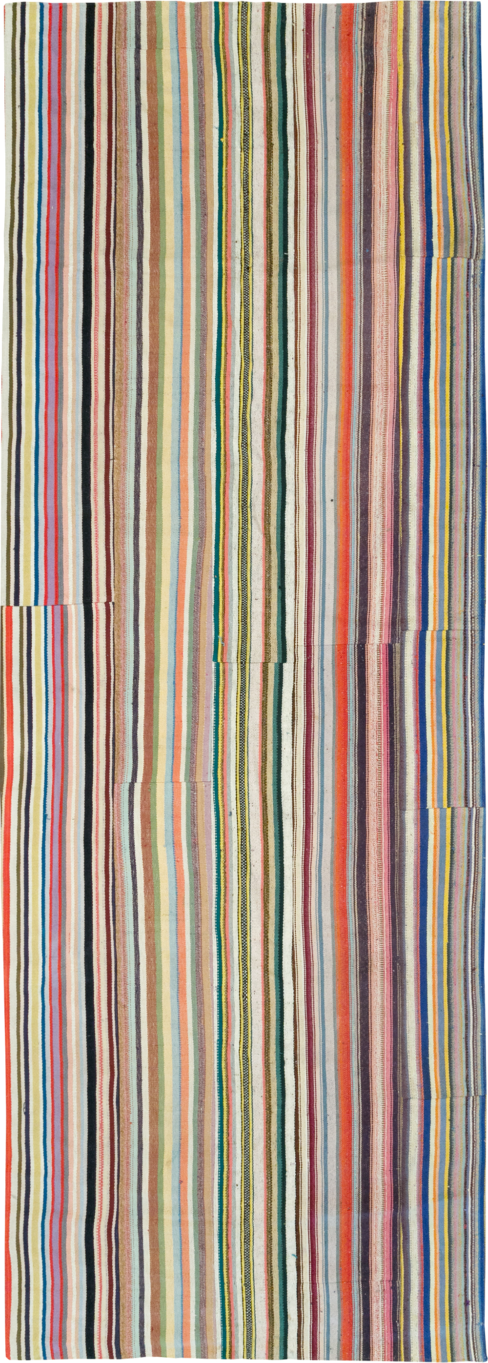 Vintage Turkish Flatweave Kilim Wide Gallery Runner, No.32310 - Staging