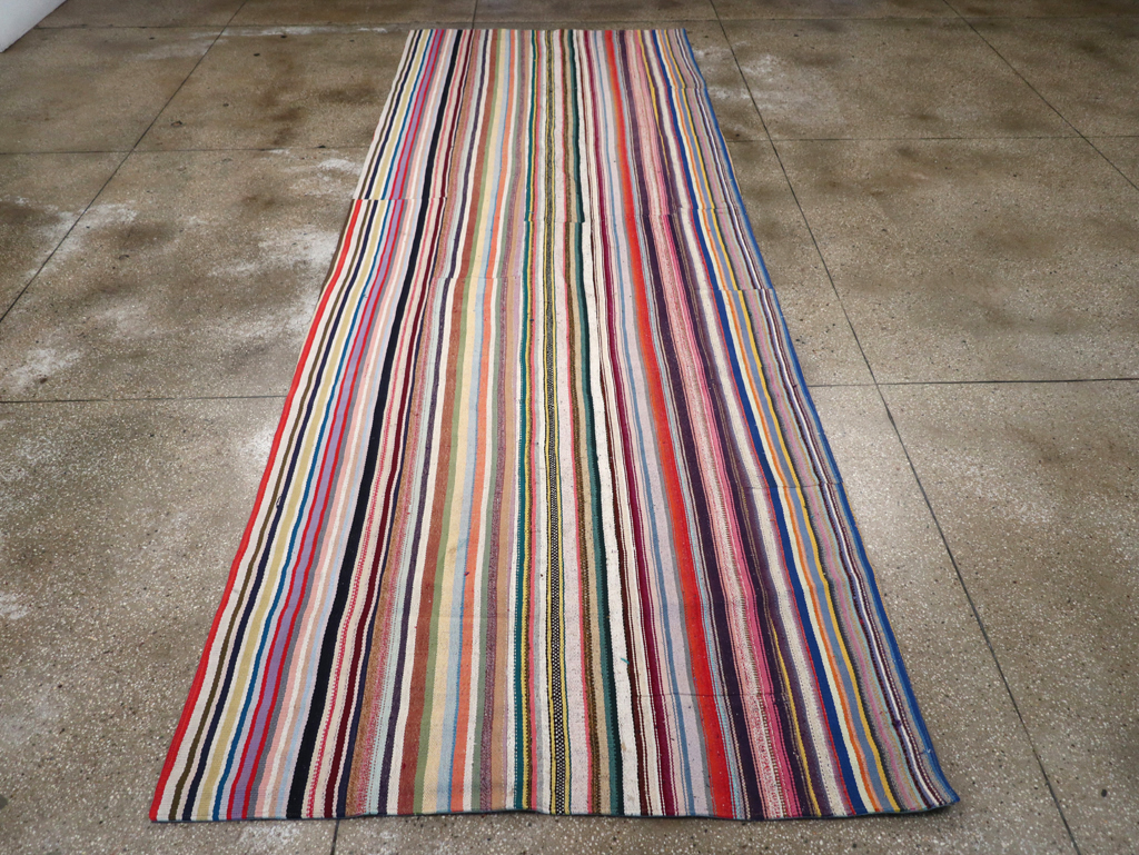 Vintage Turkish Flatweave Kilim Wide Gallery Runner, No.32310 - Staging