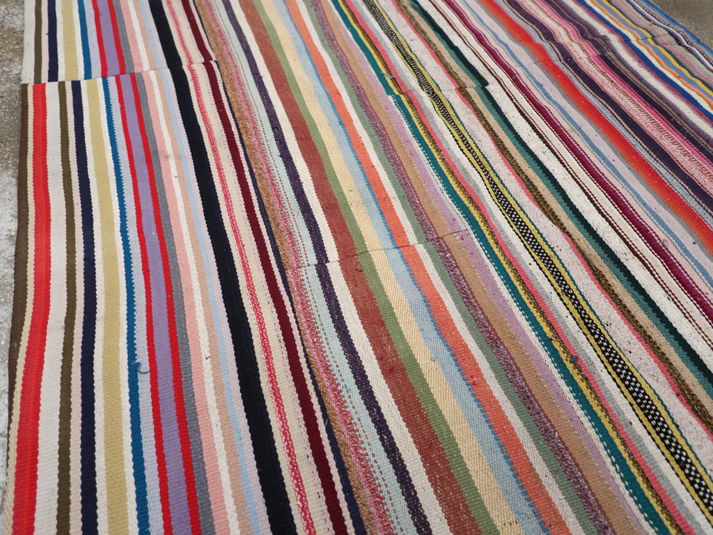 Vintage Turkish Flatweave Kilim Wide Gallery Runner, No.32310 - Staging