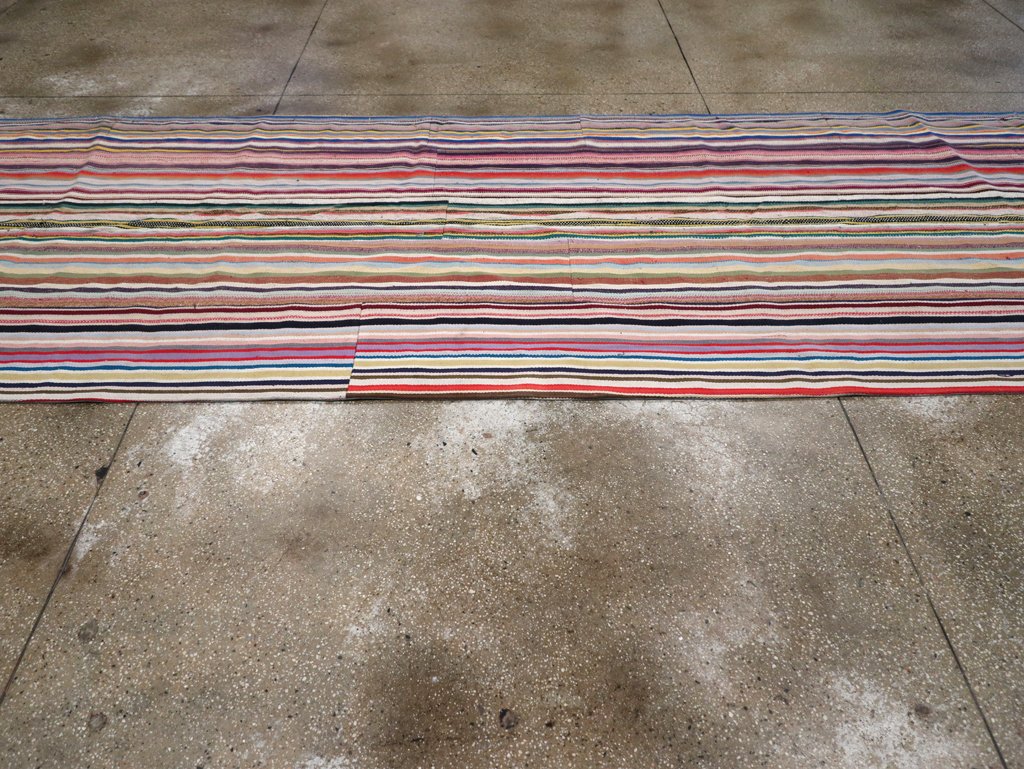 Vintage Turkish Flatweave Kilim Wide Gallery Runner, No.32310 - Staging