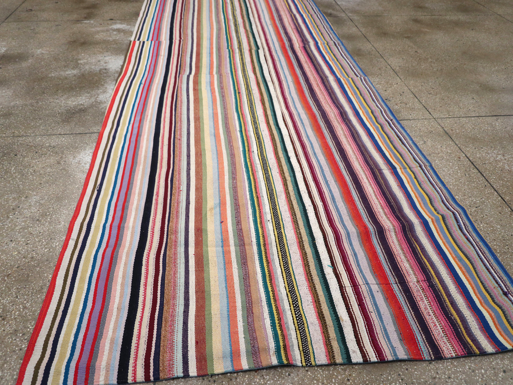Vintage Turkish Flatweave Kilim Wide Gallery Runner, No.32310 - Staging