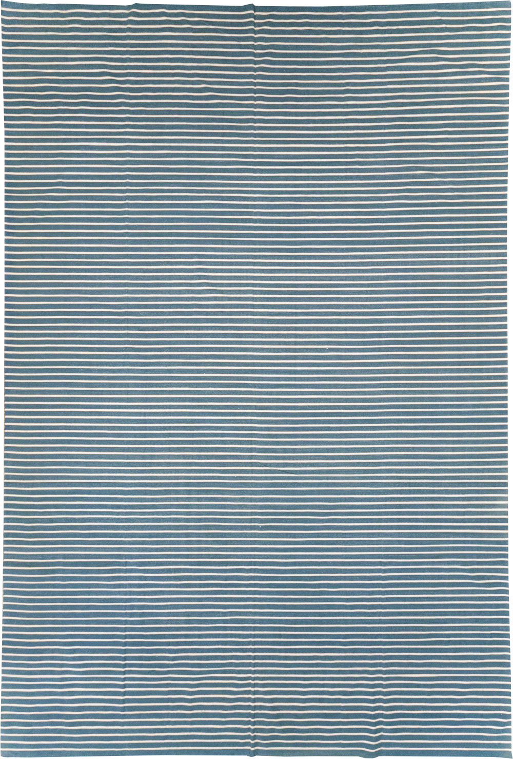 Vintage Indian Cotton Dhurrie Large Flatweave Carpet, No.32313 - Staging