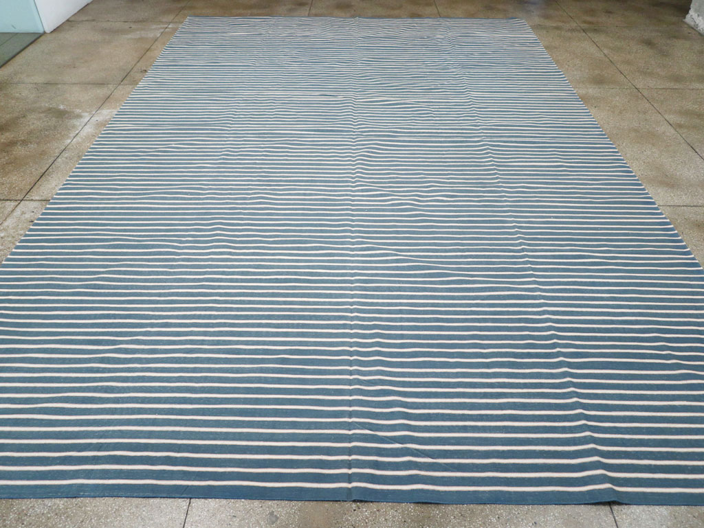 Vintage Indian Cotton Dhurrie Large Flatweave Carpet, No.32313 - Staging