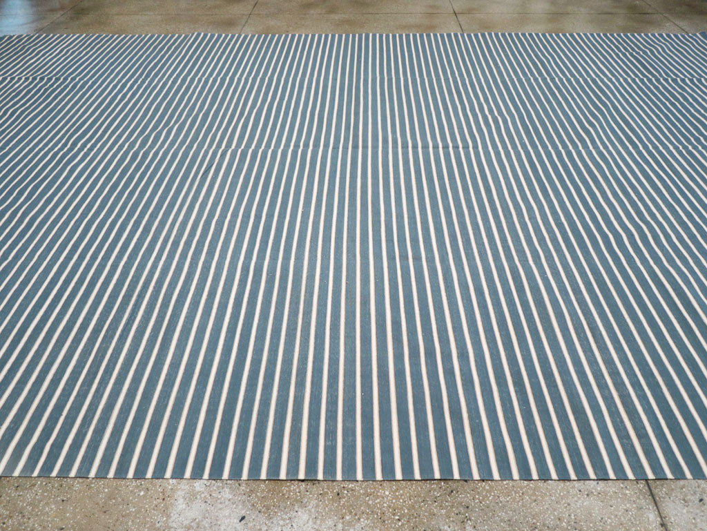 Vintage Indian Cotton Dhurrie Large Flatweave Carpet, No.32313 - Staging