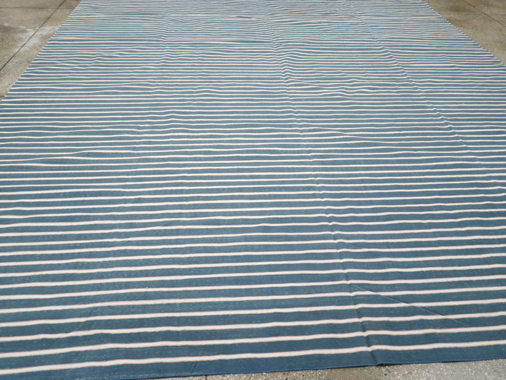 Vintage Indian Cotton Dhurrie Large Flatweave Carpet, No.32313 - Staging