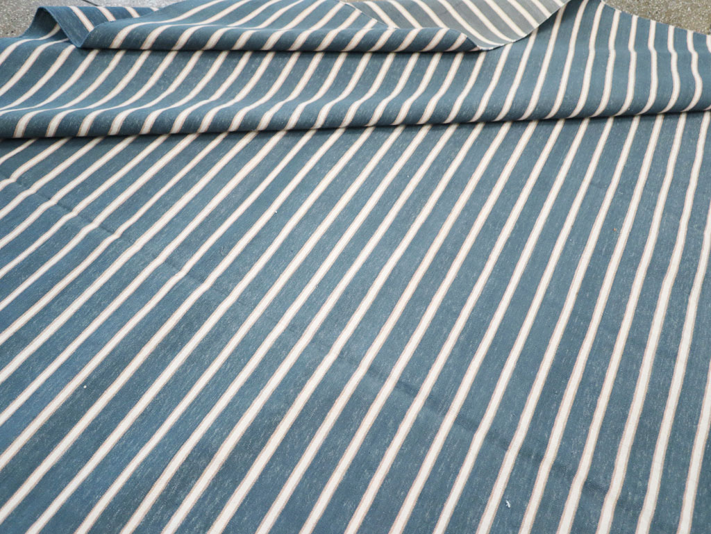 Vintage Indian Cotton Dhurrie Large Flatweave Carpet, No.32313 - Staging