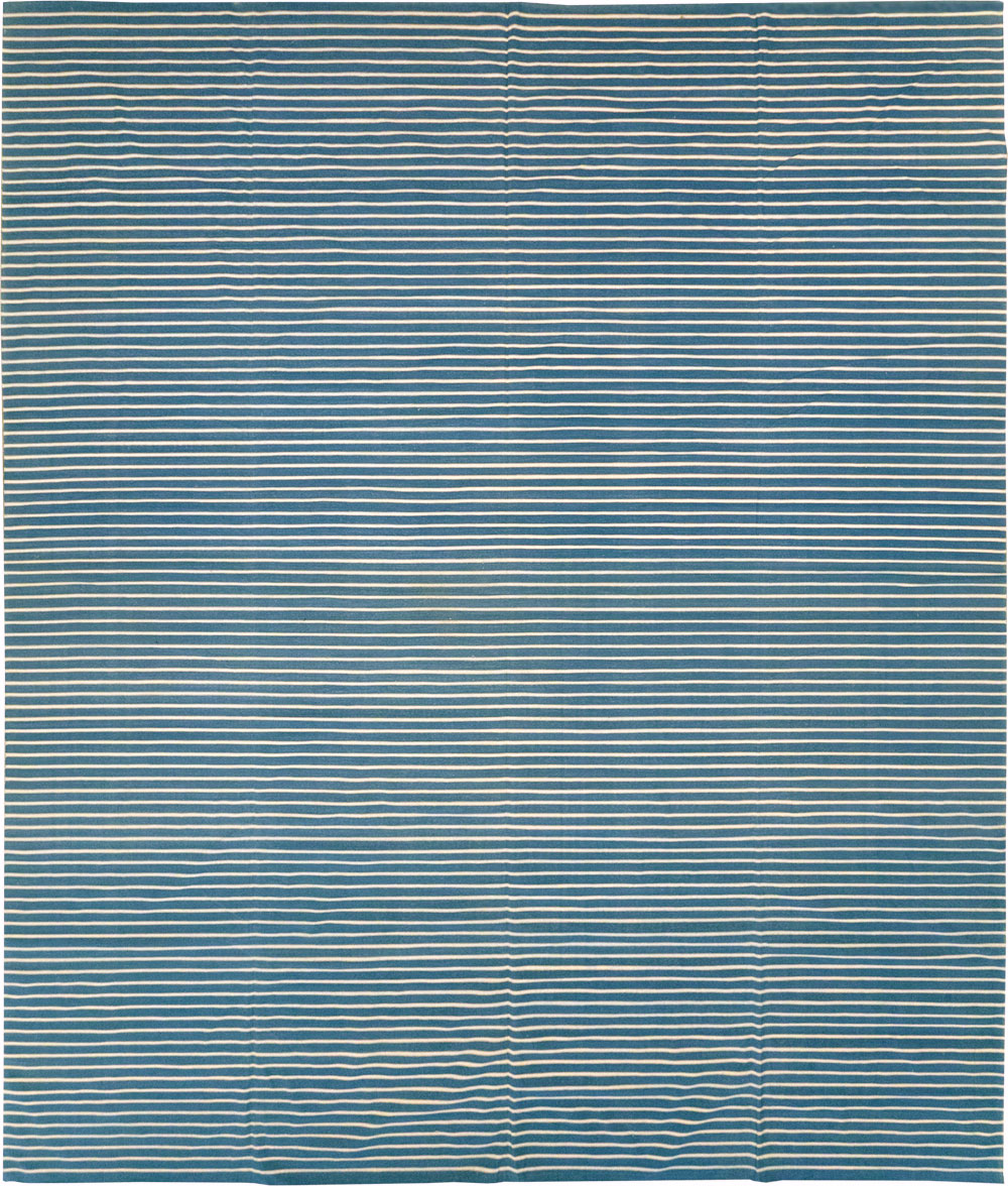 Vintage Indian Cotton Dhurrie Large Flatweave Carpet, No.32314 - Staging