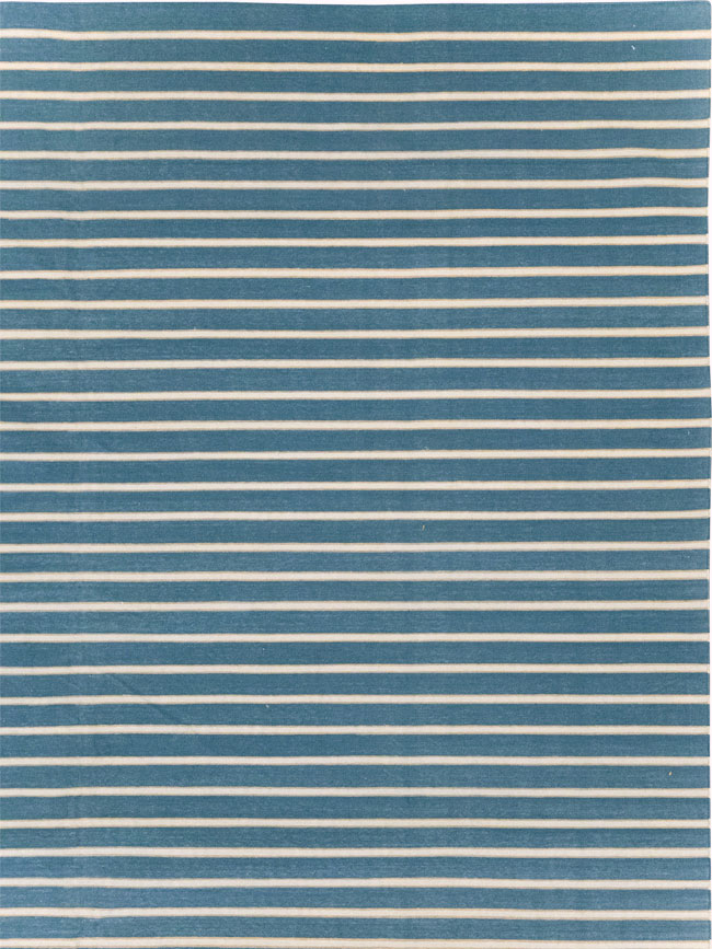 Vintage Indian Cotton Dhurrie Large Flatweave Carpet, No.32314 - Staging