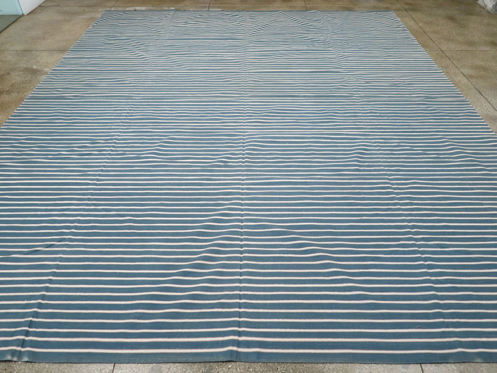 Vintage Indian Cotton Dhurrie Large Flatweave Carpet, No.32314 - Staging