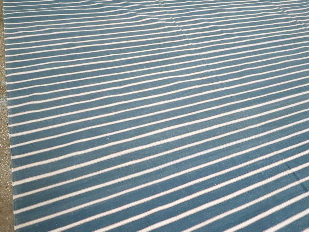 Vintage Indian Cotton Dhurrie Large Flatweave Carpet, No.32314 - Staging