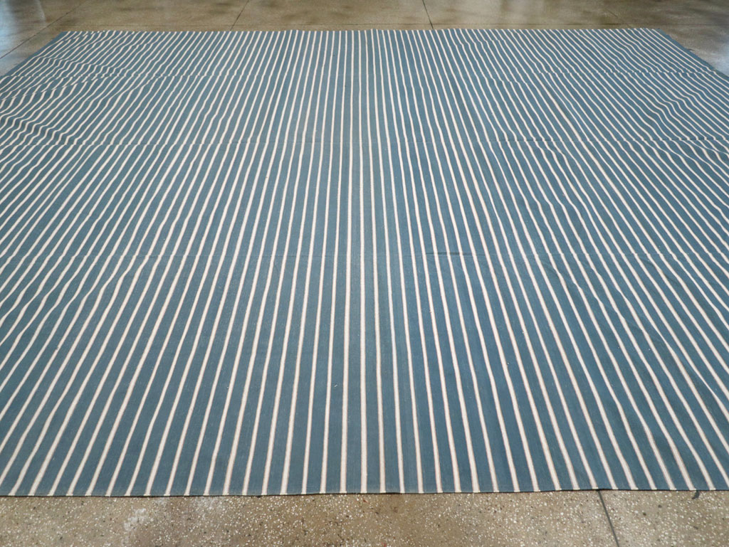 Vintage Indian Cotton Dhurrie Large Flatweave Carpet, No.32314 - Staging