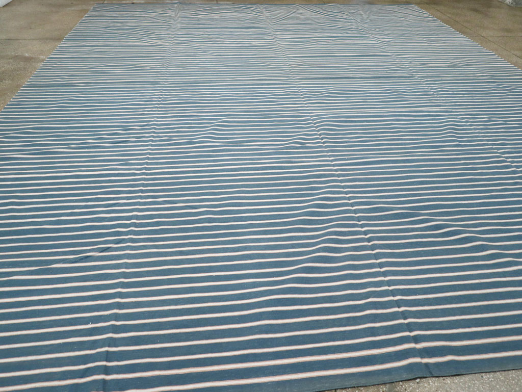 Vintage Indian Cotton Dhurrie Large Flatweave Carpet, No.32314 - Staging