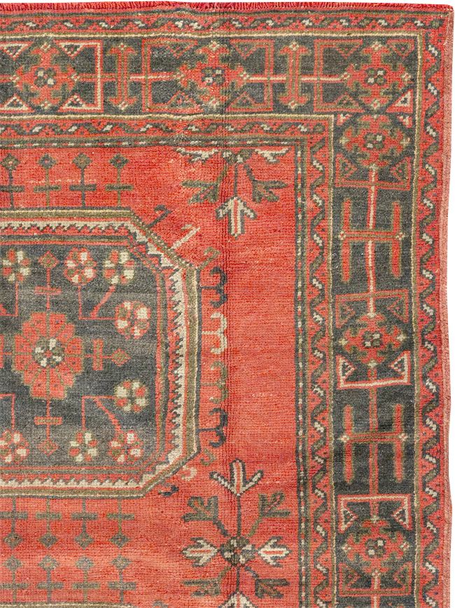 Vintage Turkish Oushak Wide Gallery Runner, No.32321 - Staging
