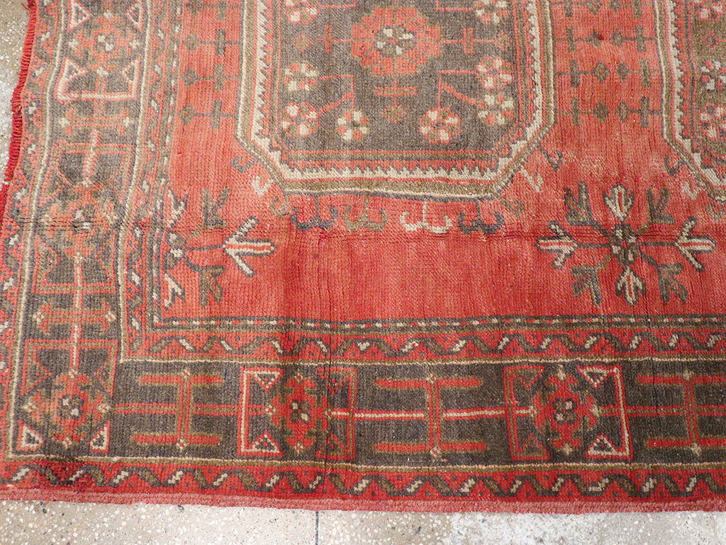 Vintage Turkish Oushak Wide Gallery Runner, No.32321 - Staging