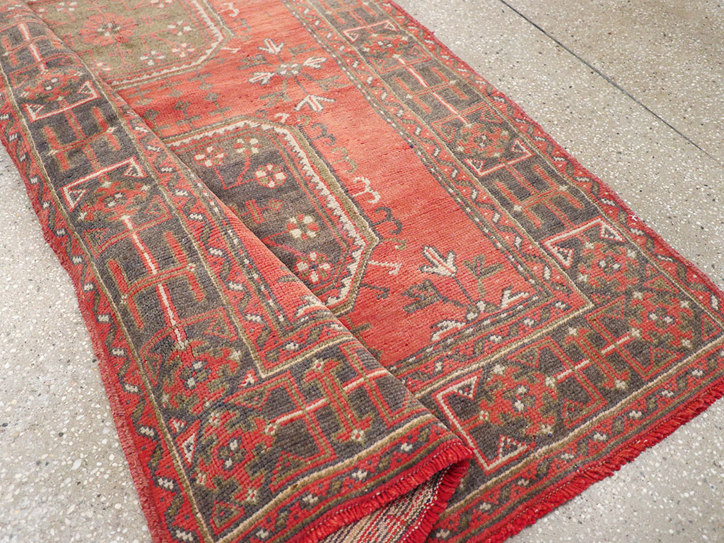 Vintage Turkish Oushak Wide Gallery Runner, No.32321 - Staging