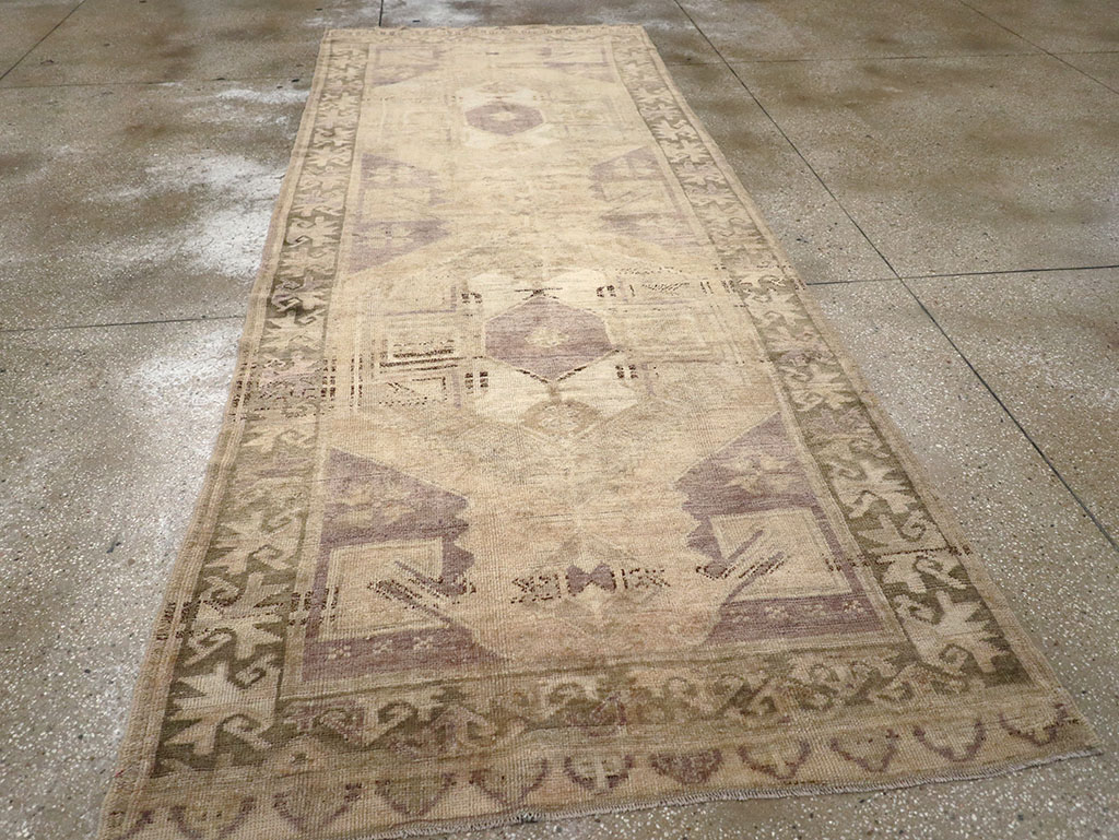 Vintage Turkish Anatolian Wide Gallery Runner, No.32324 - Staging