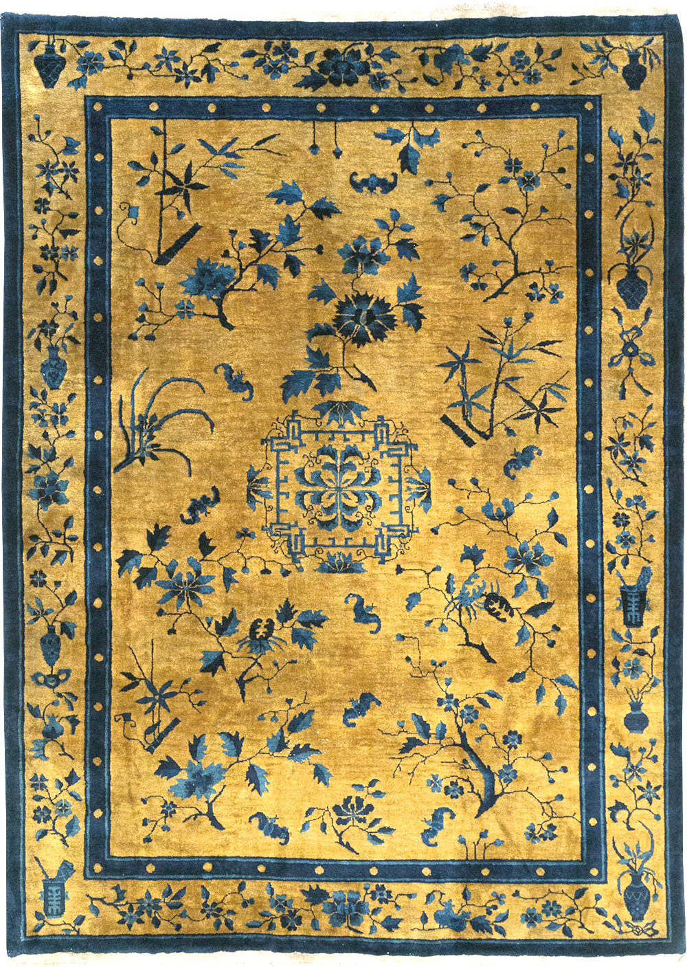 Vintage Chinese Art Deco Accent Carpet, No.32325 - Staging