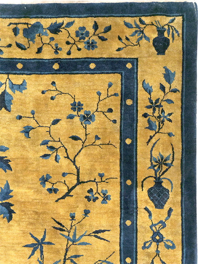 Vintage Chinese Art Deco Accent Carpet, No.32325 - Staging