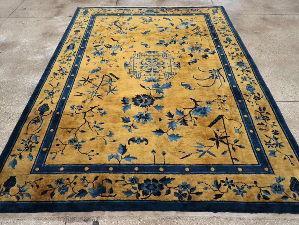 Vintage Chinese Art Deco Accent Carpet, No.32325 - Staging