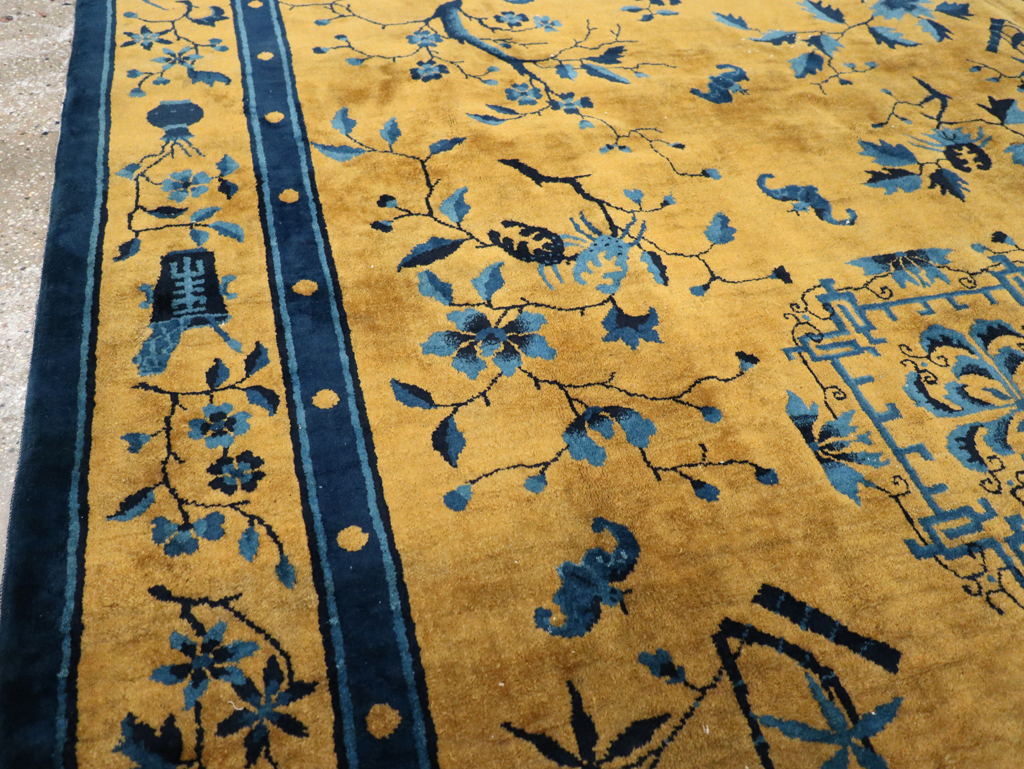 Vintage Chinese Art Deco Accent Carpet, No.32325 - Staging