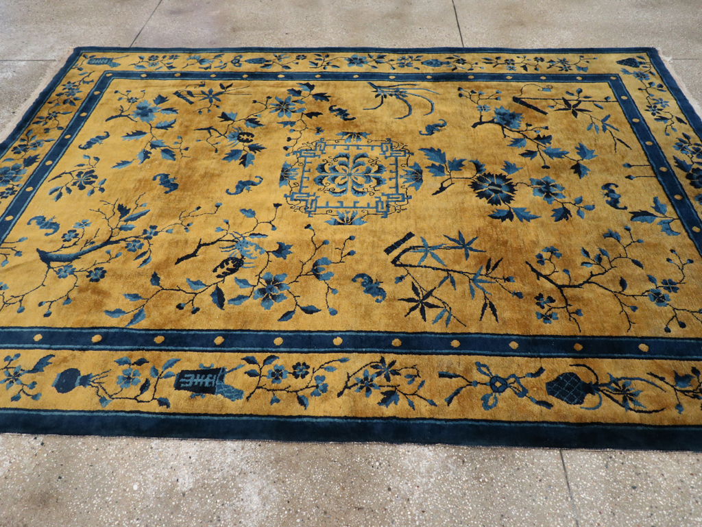 Vintage Chinese Art Deco Accent Carpet, No.32325 - Staging
