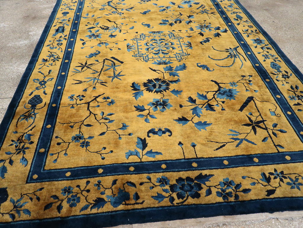 Vintage Chinese Art Deco Accent Carpet, No.32325 - Staging