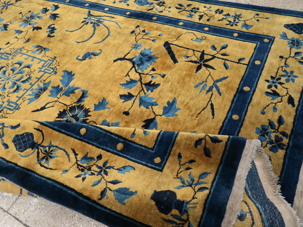 Vintage Chinese Art Deco Accent Carpet, No.32325 - Staging