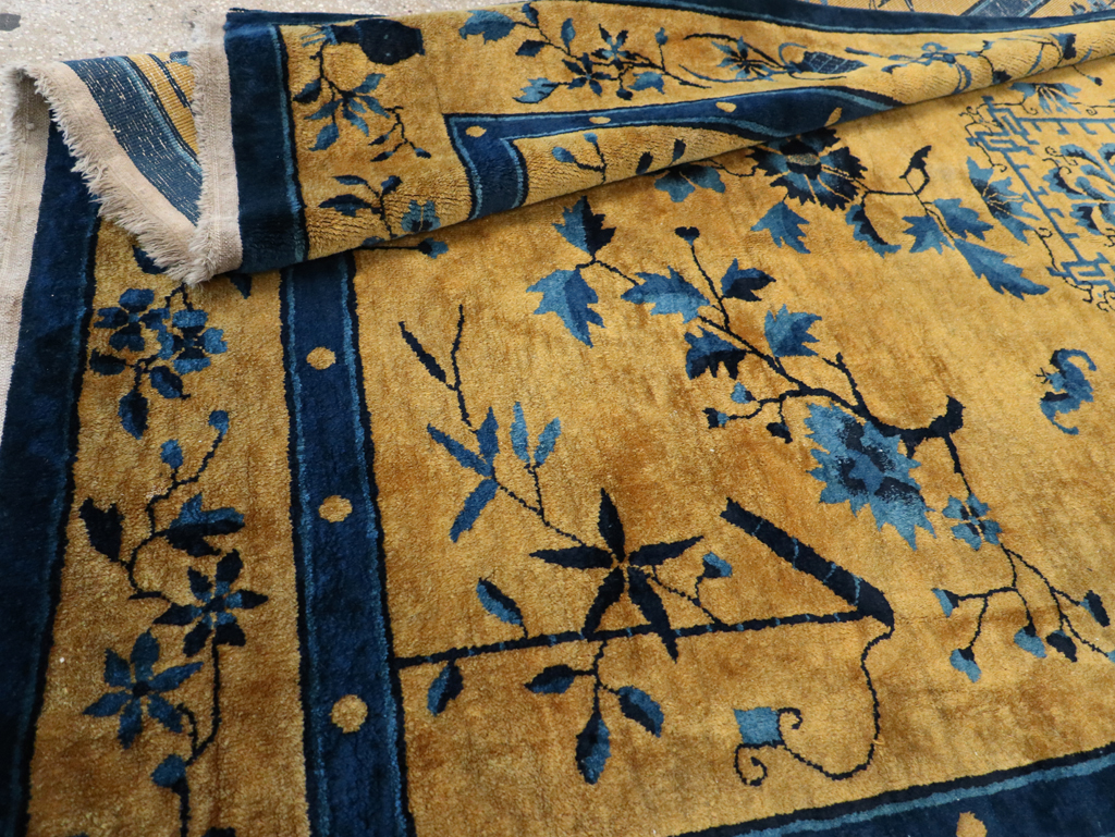 Vintage Chinese Art Deco Accent Carpet, No.32325 - Staging