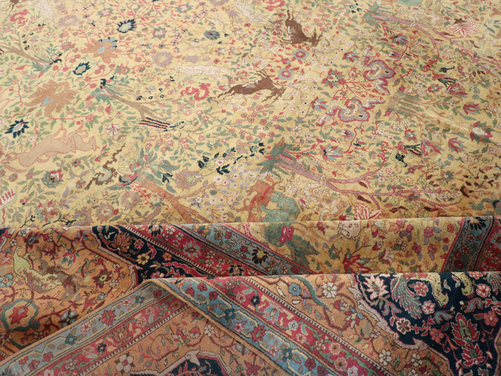 Antique Indian Lahore Pictorial Large Room Size Carpet, No.32328 - Staging