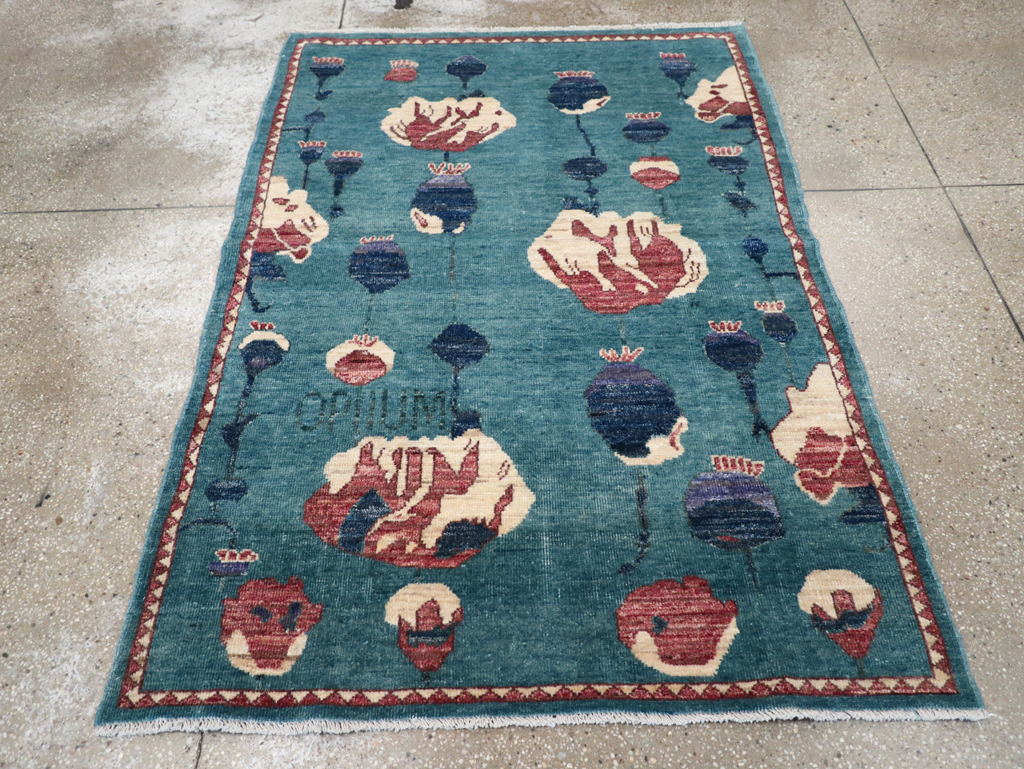 Modern Turkish Pictorial Throw Rug, No.32338 - Staging