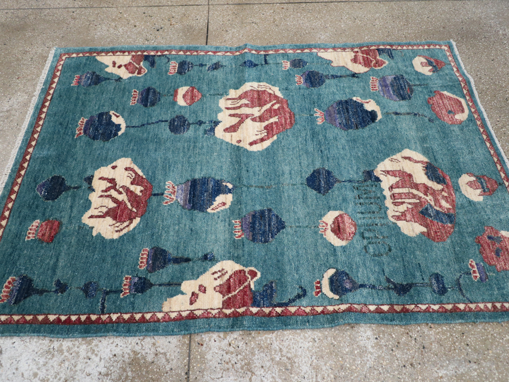 Modern Turkish Pictorial Throw Rug, No.32338 - Staging