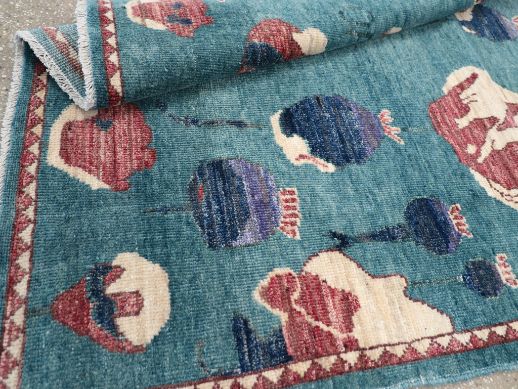 Modern Turkish Pictorial Throw Rug, No.32338 - Staging