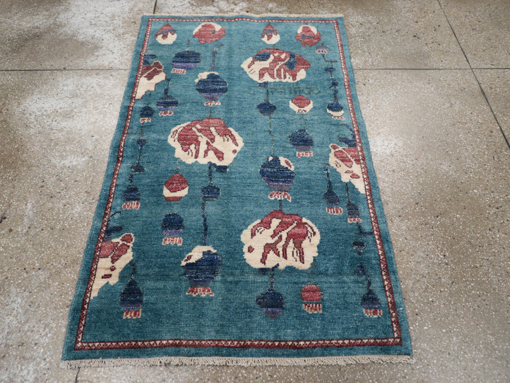 Modern Turkish Pictorial Throw Rug, No.32339 - Staging