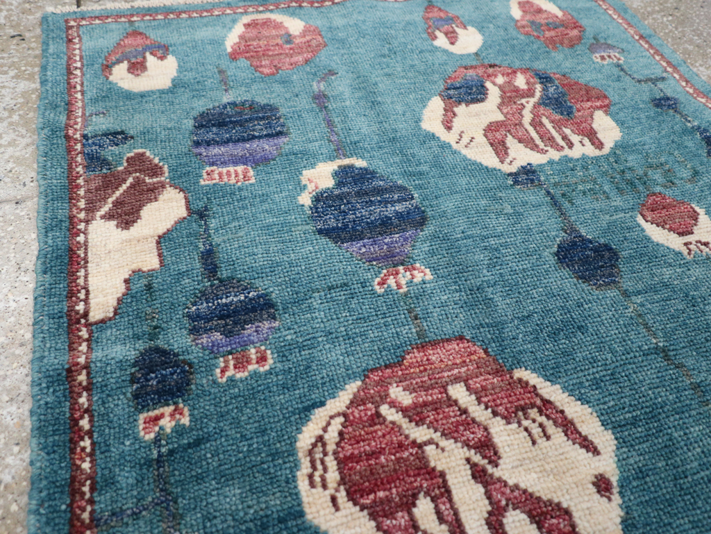 Modern Turkish Pictorial Throw Rug, No.32339 - Staging
