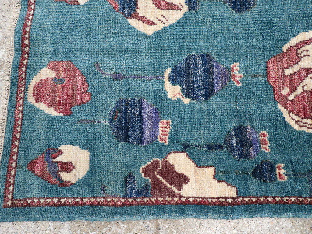 Modern Turkish Pictorial Throw Rug, No.32339 - Staging