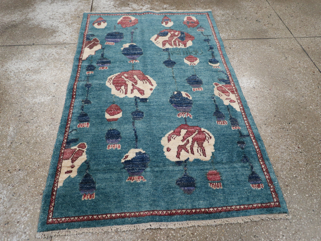 Modern Turkish Pictorial Throw Rug, No.32339 - Staging