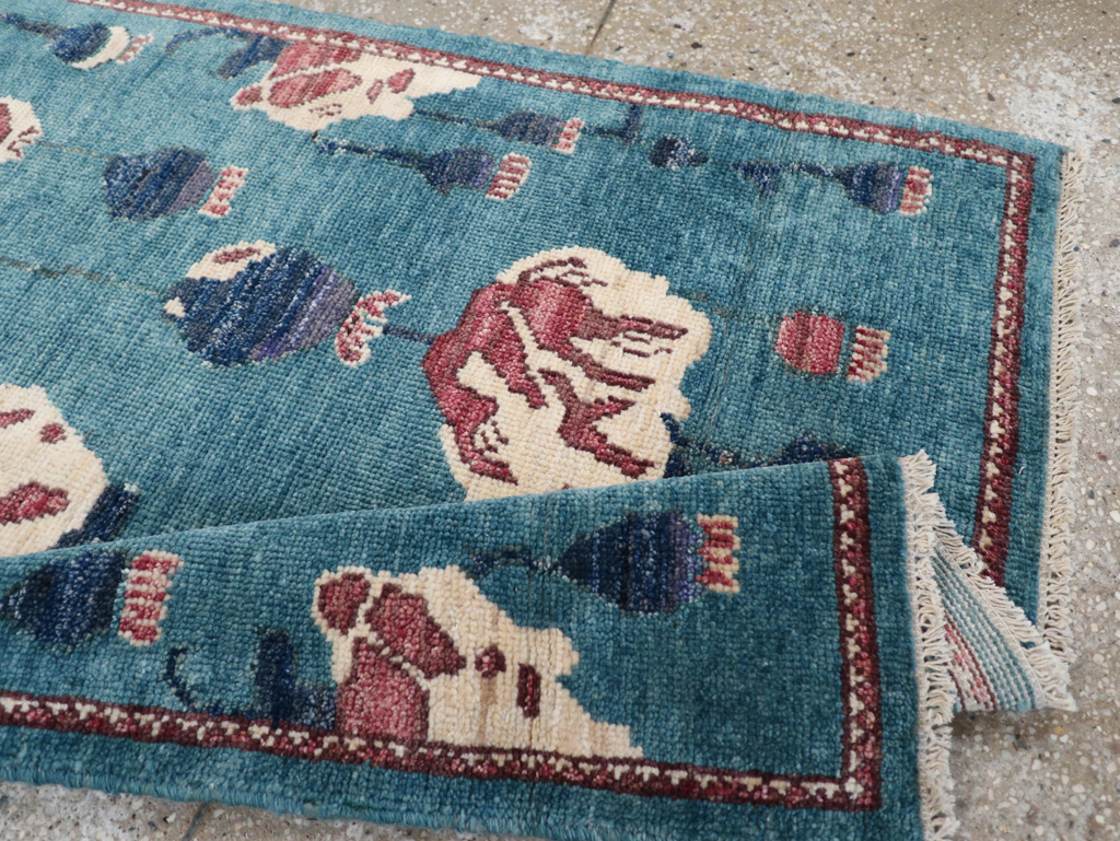 Modern Turkish Pictorial Throw Rug, No.32339 - Staging