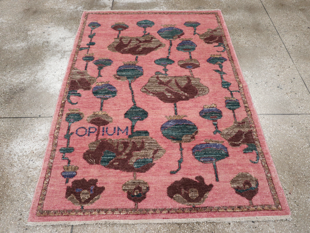 Modern Turkish Pictorial Throw Rug, No.32340 - Staging
