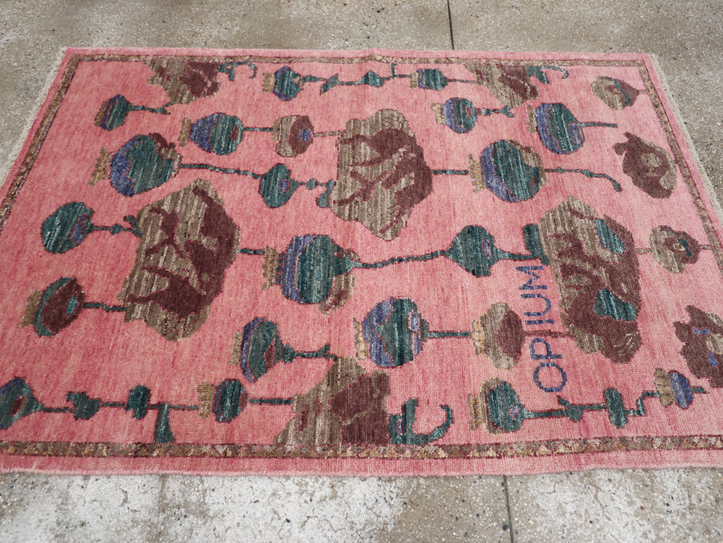 Modern Turkish Pictorial Throw Rug, No.32340 - Staging