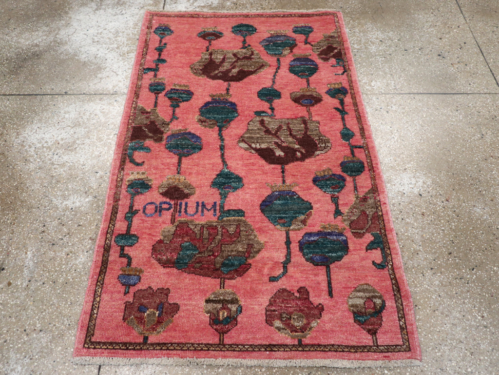 Modern Turkish Pictorial Throw Rug, No.32341 - Staging
