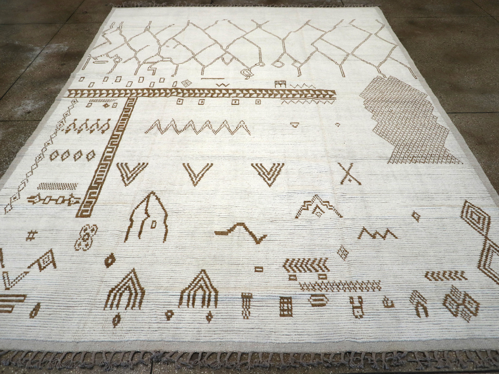 Modern Moroccan Tribal Room Size Carpet, No.32355 - Staging