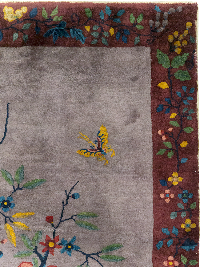 Vintage Chinese Pictorial Art Deco Accent Carpet, No.32358 - Staging