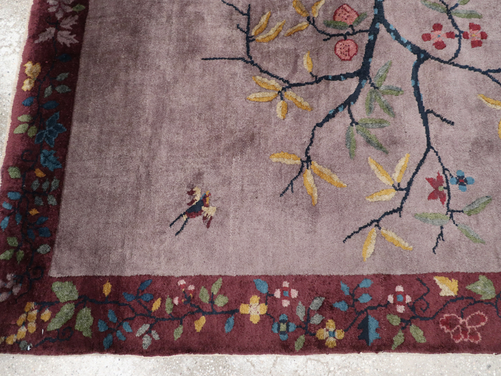 Vintage Chinese Pictorial Art Deco Accent Carpet, No.32358 - Staging