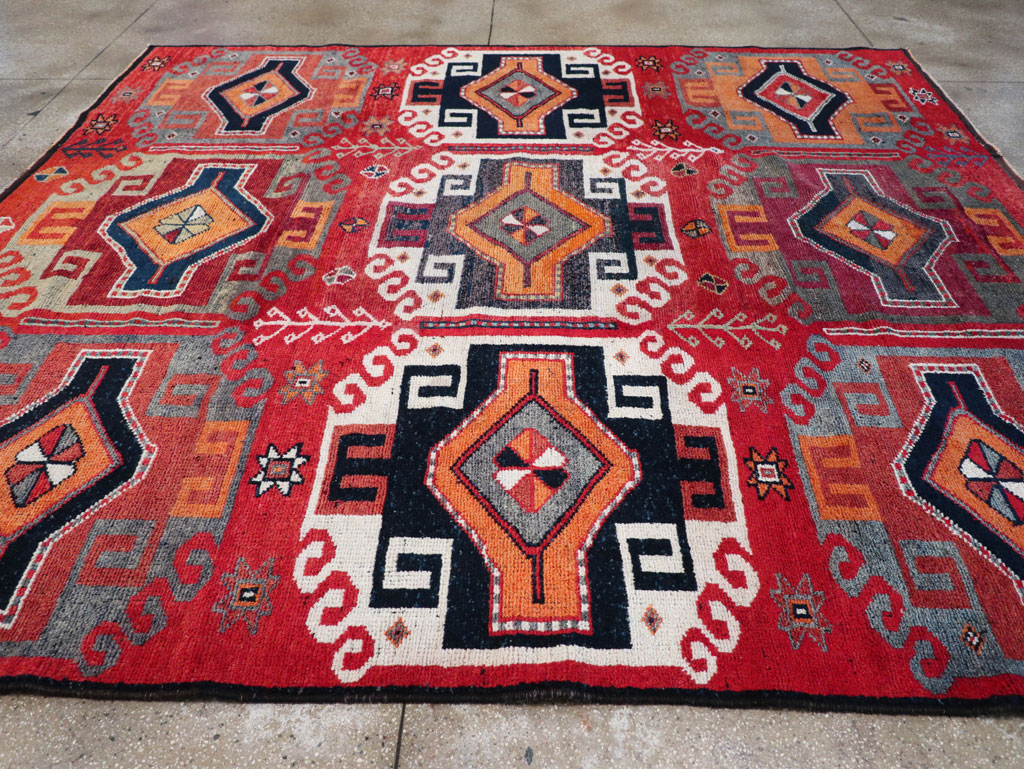 Vintage Turkish Anatolian Square Room Size Carpet, No.32370 - Staging