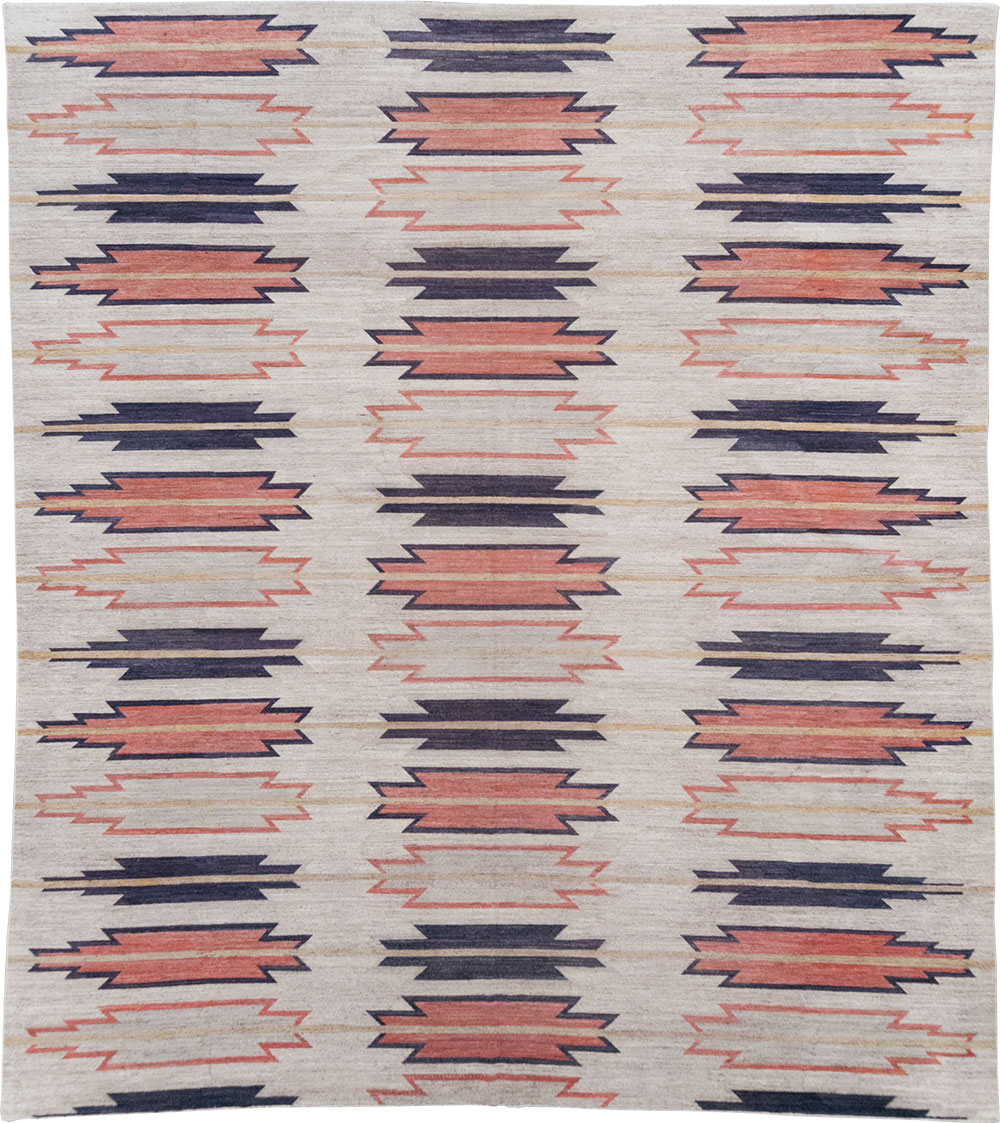 Navajo Inspired Modern East Turkestan Khotan Room Size Carpet, No.32374 - Staging
