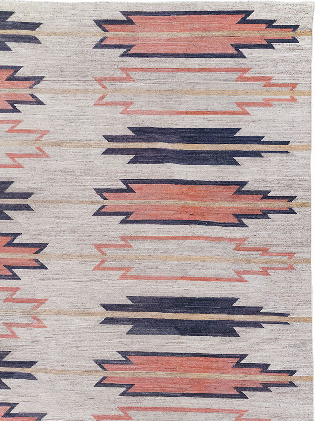 Navajo Inspired Modern East Turkestan Khotan Room Size Carpet, No.32374 - Staging